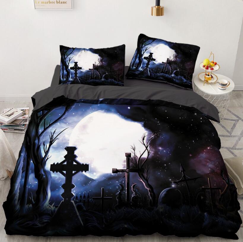 3D Tombstone Moon 7732 Bed Pillowcases Quilt