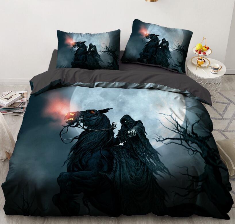 3D Moon Dark Horse 7742 Bed Pillowcases Quilt