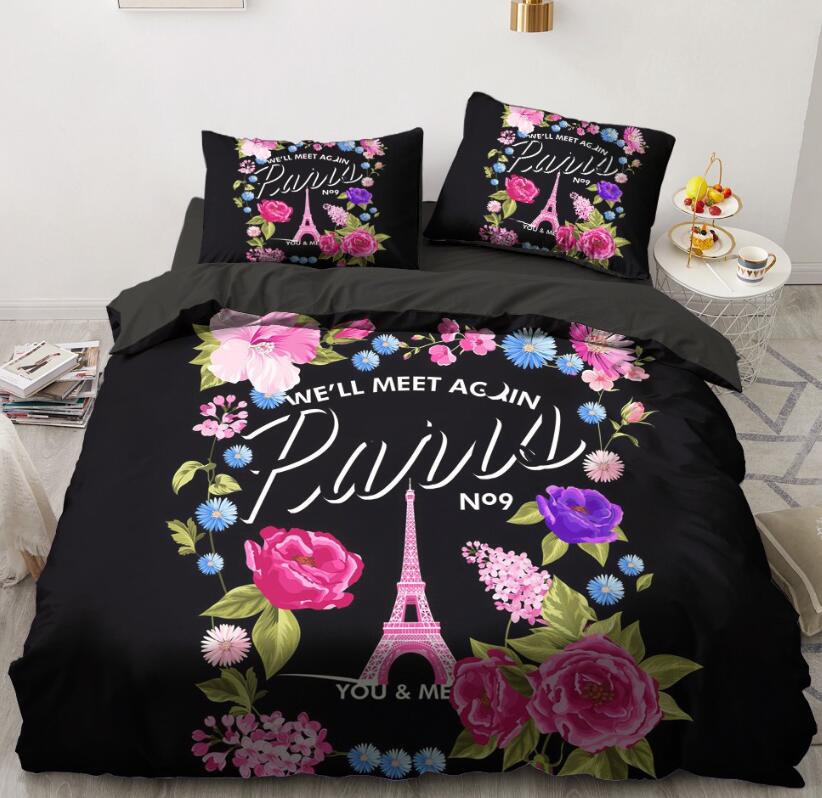 3D Eiffel Tower Flower 9135 Bed Pillowcases Quilt