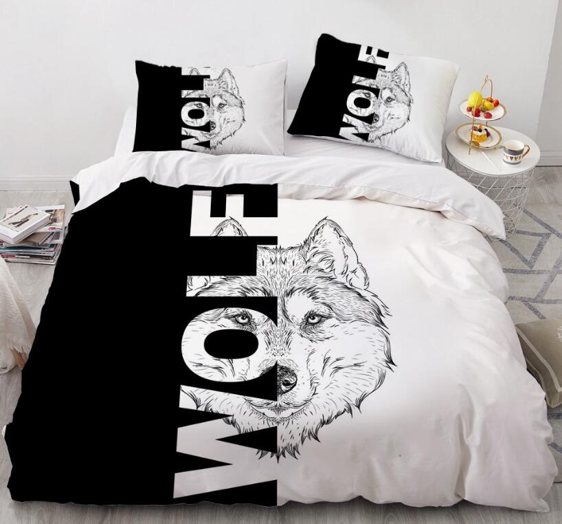 3D Black And White Wolf 88133 Bed Pillowcases Quilt