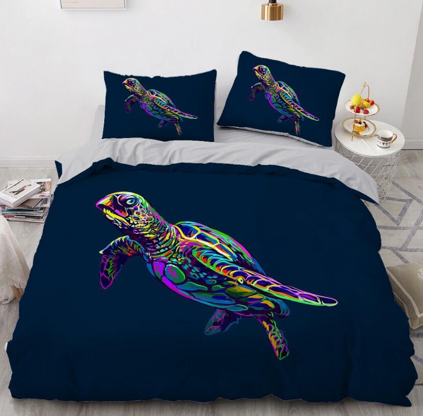 3D Black Background Color Turtle 88138 Bed Pillowcases Quilt