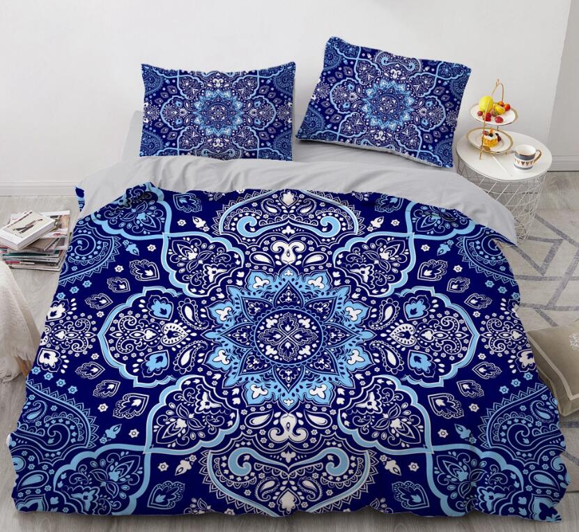 3D Dark Blue Totem 77154 Bed Pillowcases Quilt