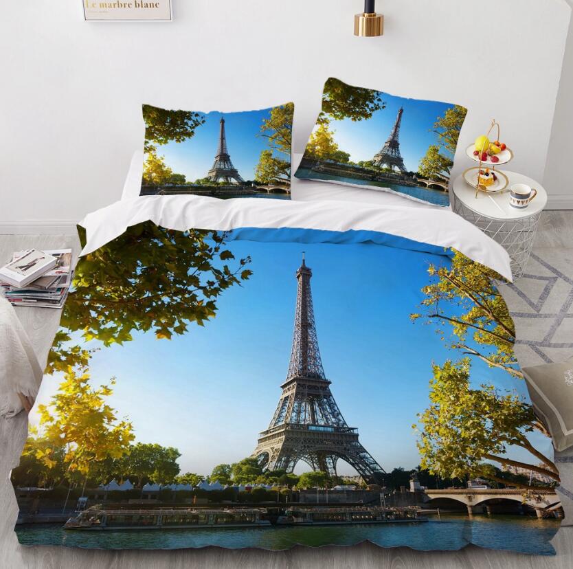 3D Eiffel Tower Lakeside 11129 Bed Pillowcases Quilt