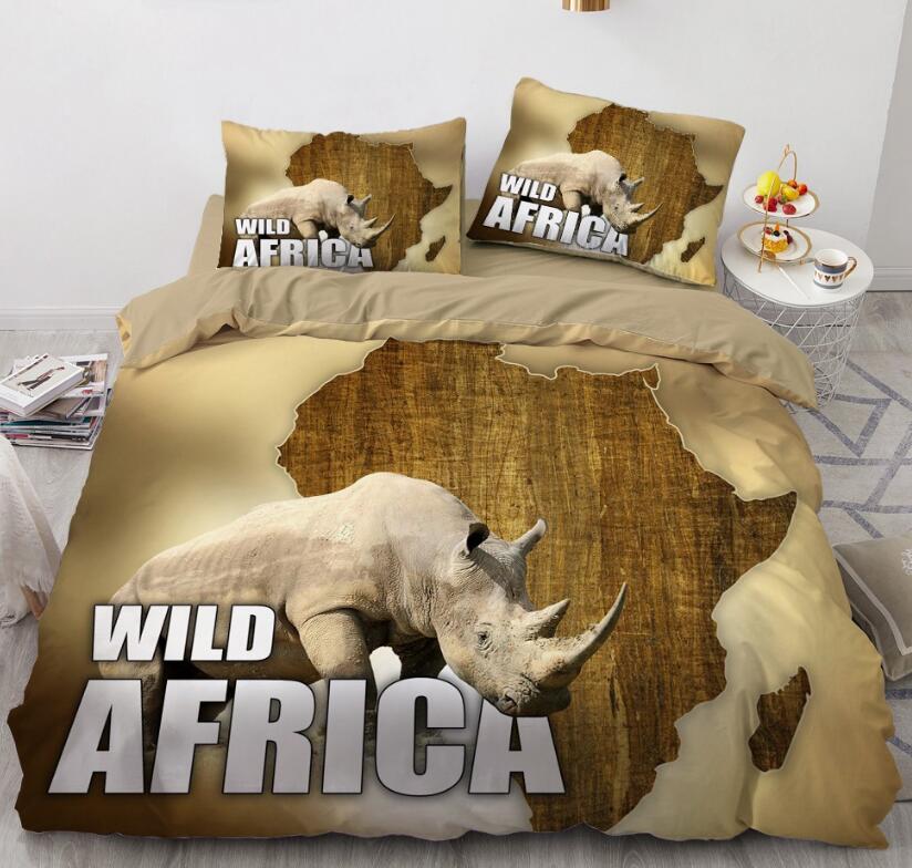 3D Rhinoceros 9119 Bed Pillowcases Quilt