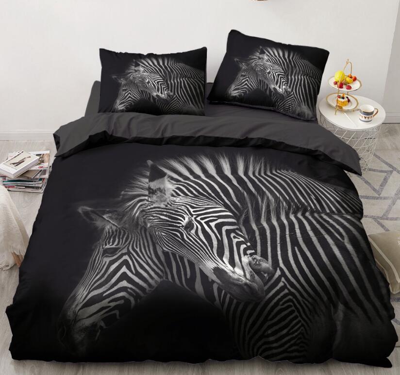 3D Two Zebras 8051 Bed Pillowcases Quilt