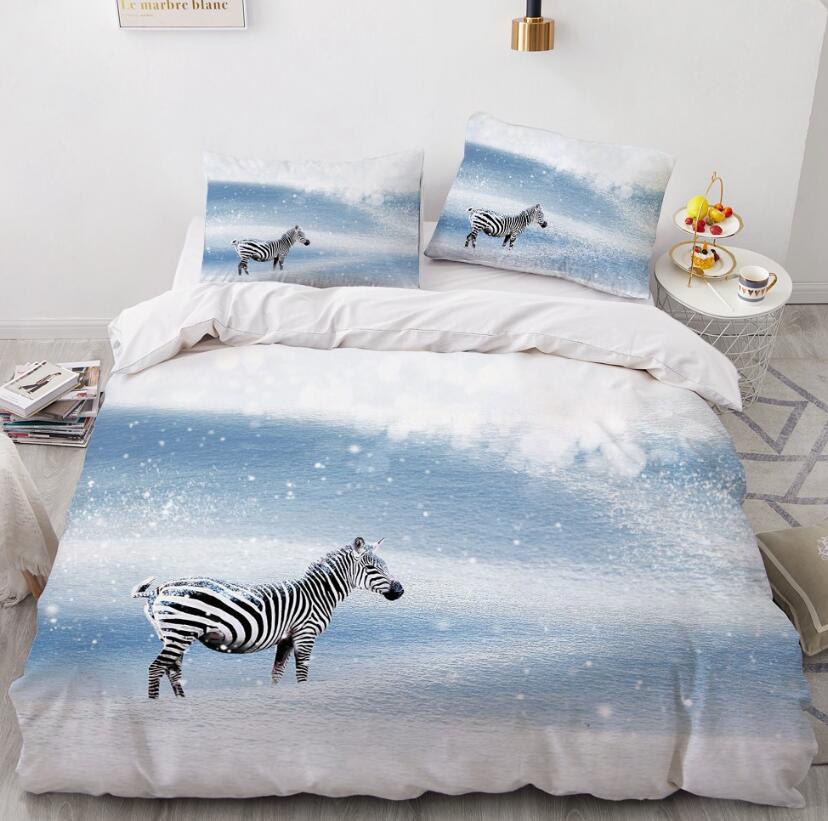 3D Zebra Snow 8052 Bed Pillowcases Quilt