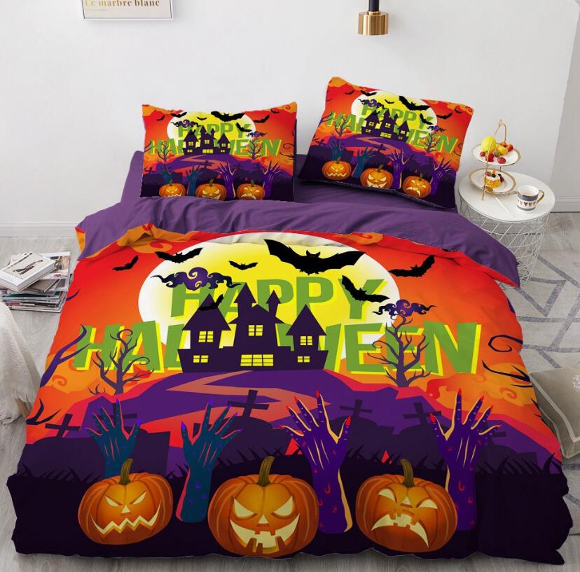 3D Pumpkin Lantern Castle 8040 Bed Pillowcases Quilt