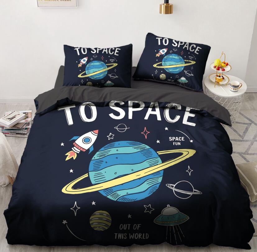3D Planet Rocket 137 Bed Pillowcases Quilt