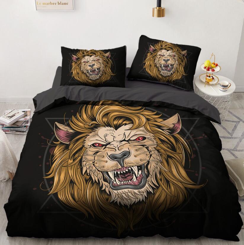 3D Lion 9126 Bed Pillowcases Quilt