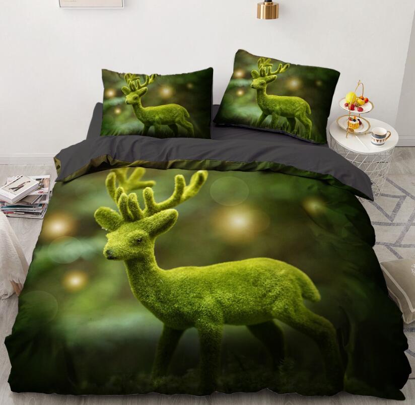 3D Deer Moss 8004 Bed Pillowcases Quilt