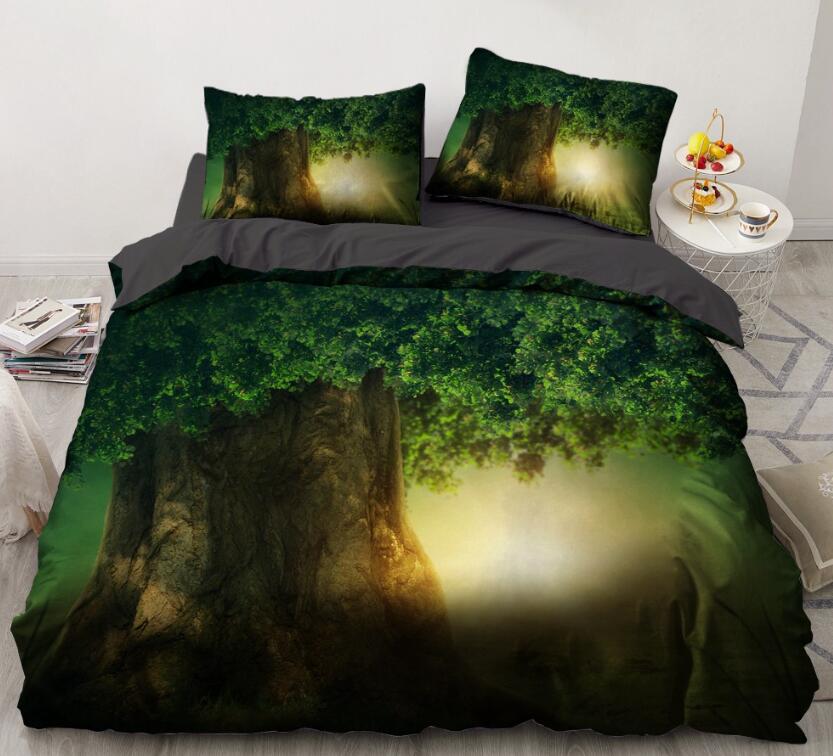 3D Big Tree 8005 Bed Pillowcases Quilt