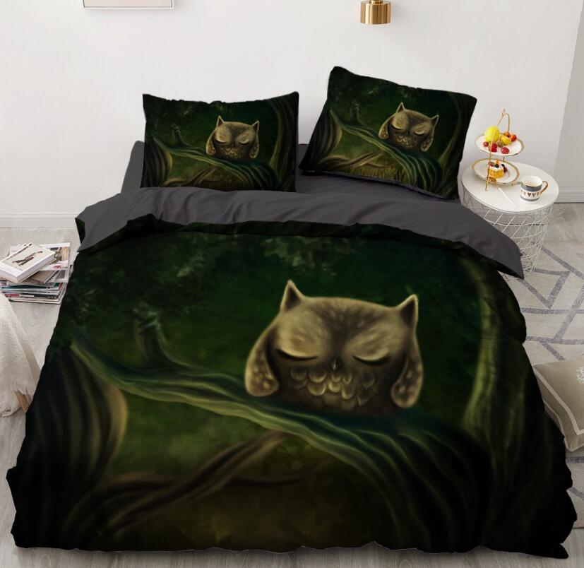 3D Owl 8006 Bed Pillowcases Quilt