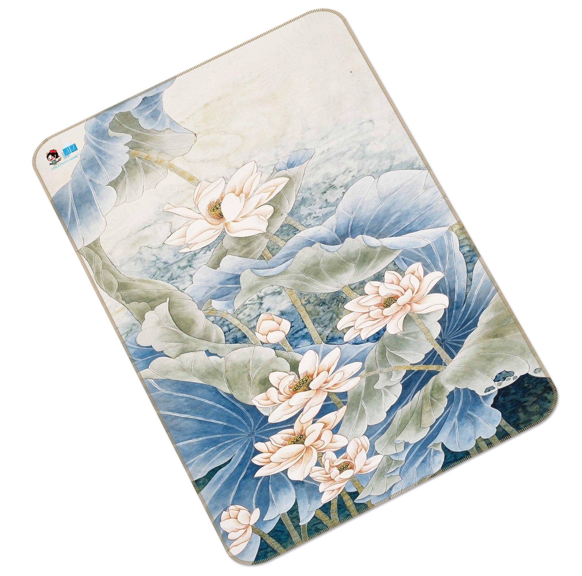 3D Lotus Flowers 140 Non Slip Rug Mat Mat AJ Creativity Home