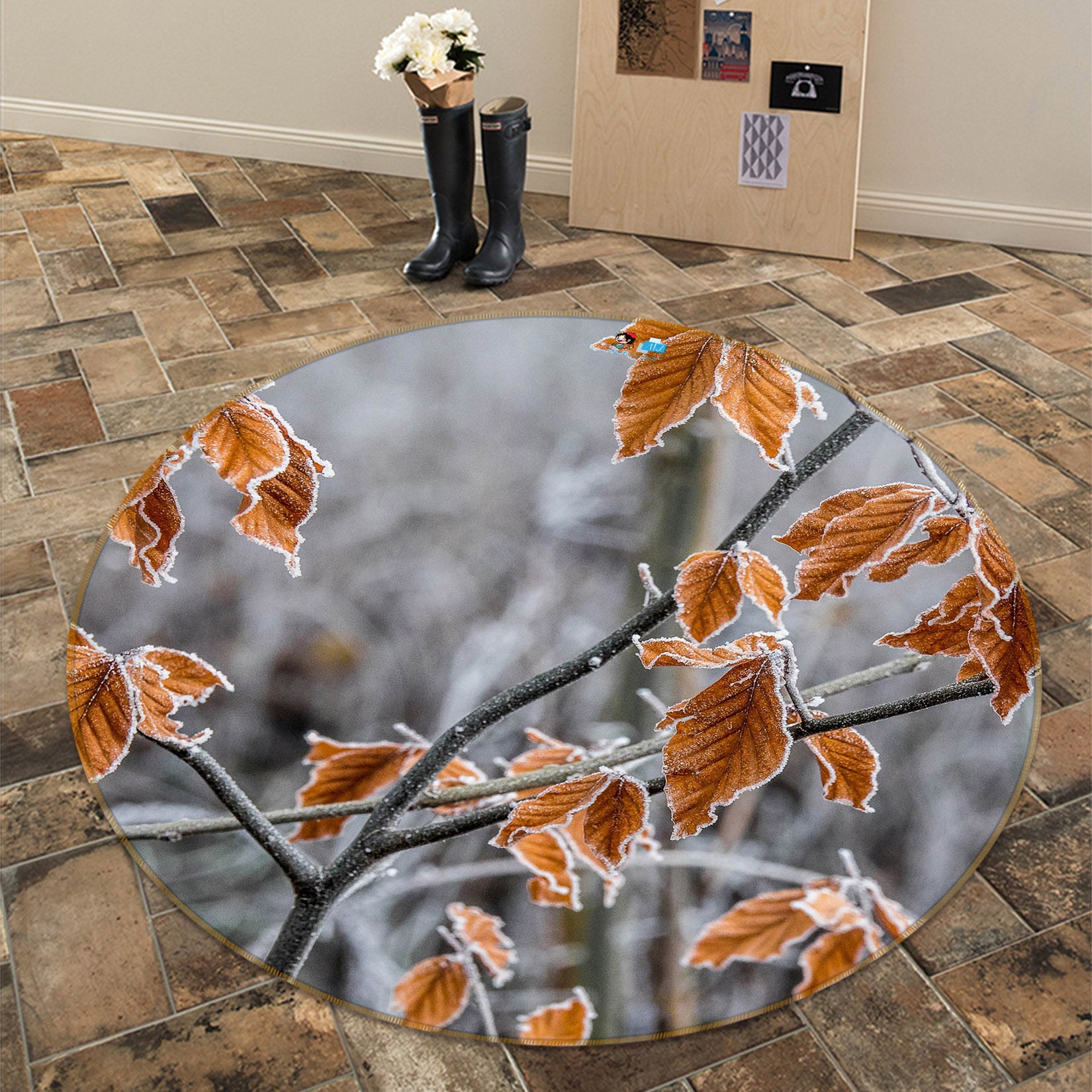 3D Branches 75117 Round Non Slip Rug Mat