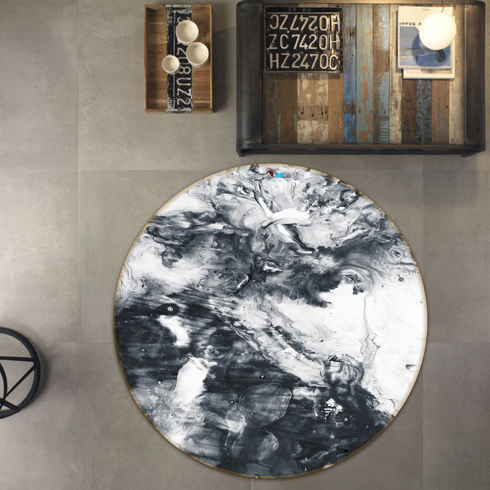 3D Black And White Pattern 672 Round Non Slip Rug Mat Mat AJ Creativity Home