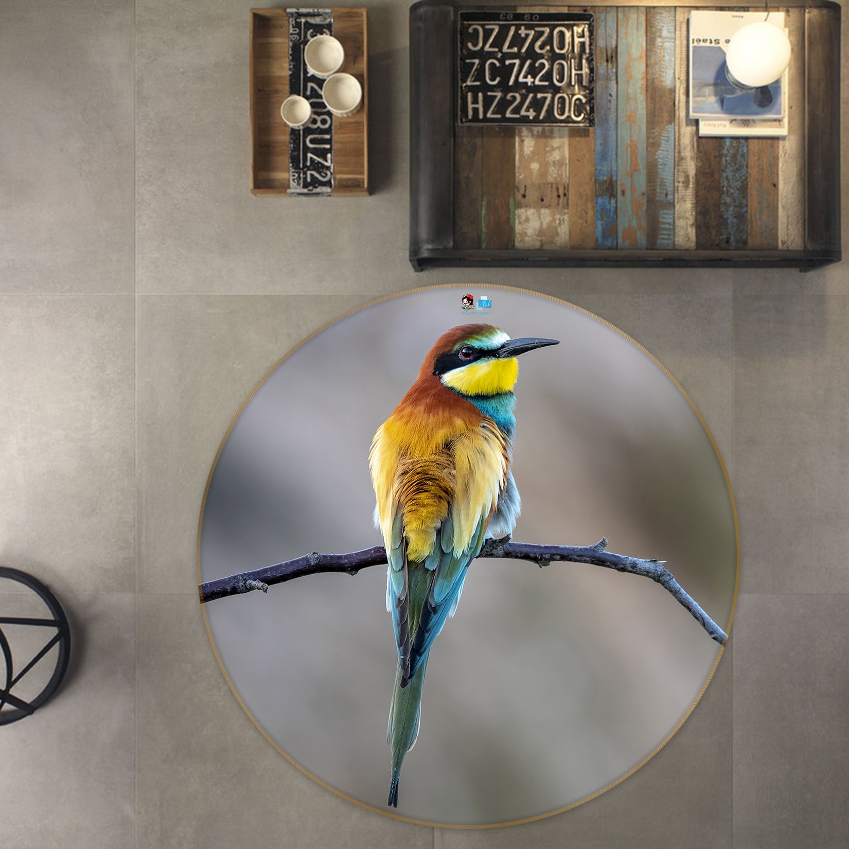 3D Bird 81224 Round Non Slip Rug Mat