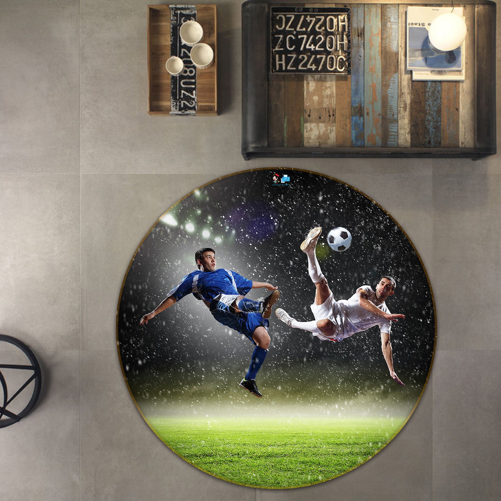 3D Play Football 72087 Round Non Slip Rug Mat