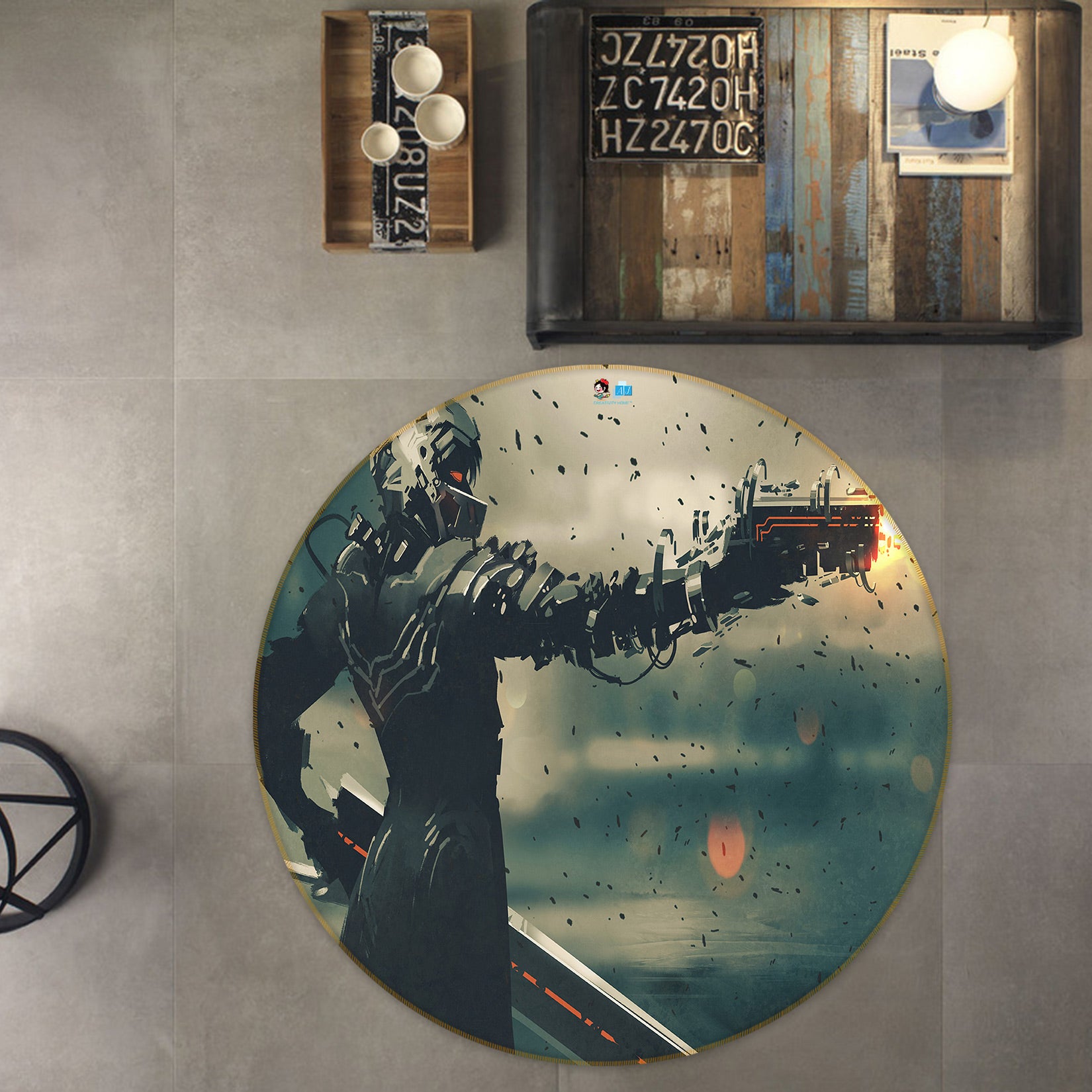 3D Science Fiction 80226 Round Non Slip Rug Mat