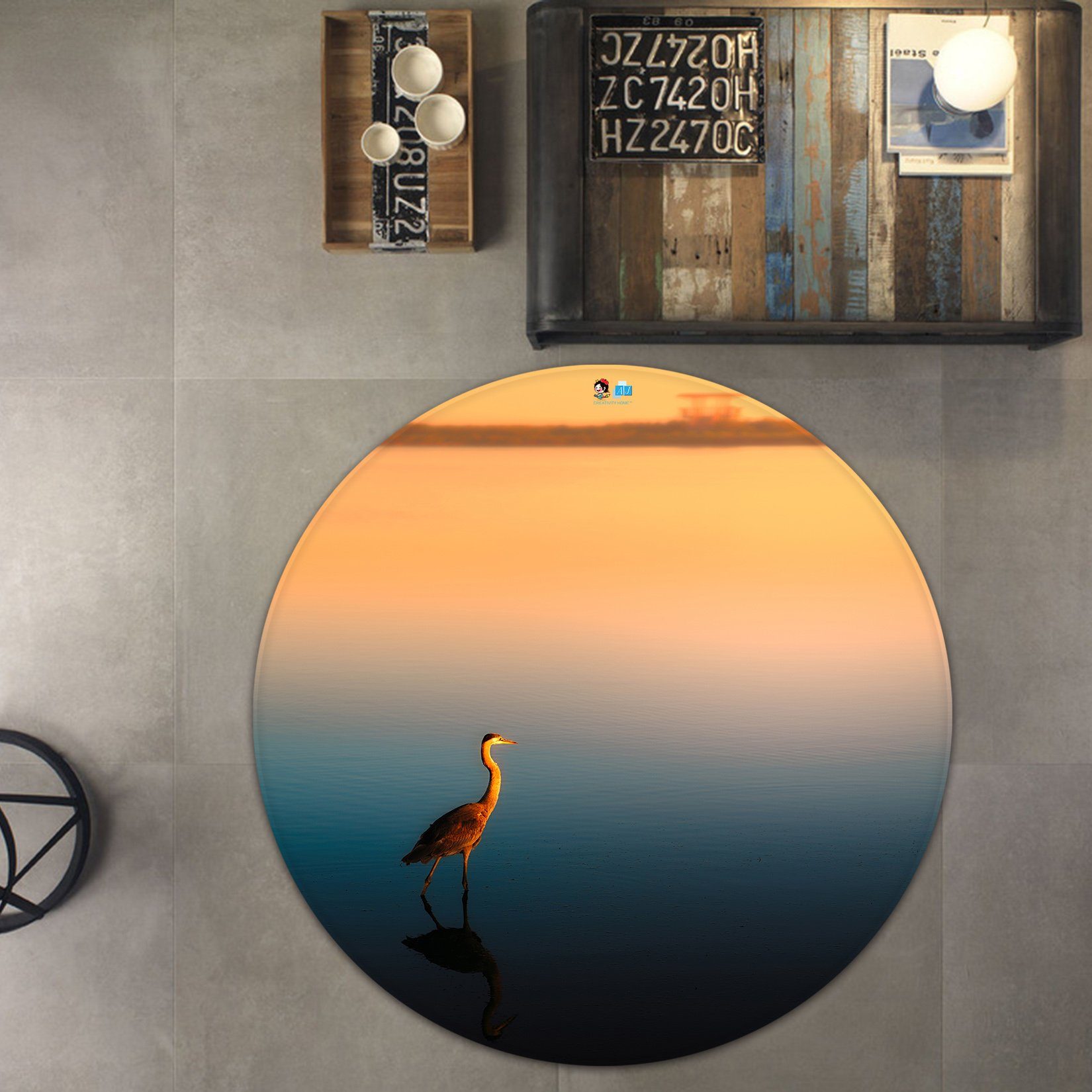 3D Grus Japonensis 2849 Round Non Slip Rug Mat Mat AJ Creativity Home
