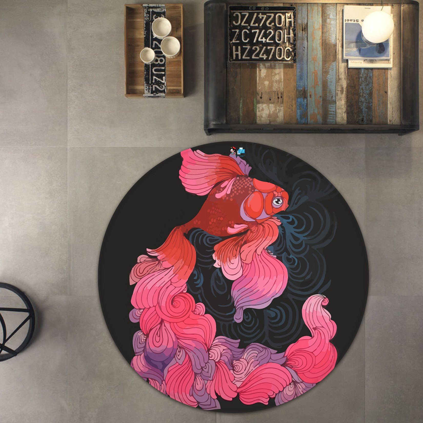 3D Goldfish 3245 Round Non Slip Rug Mat Mat AJ Creativity Home