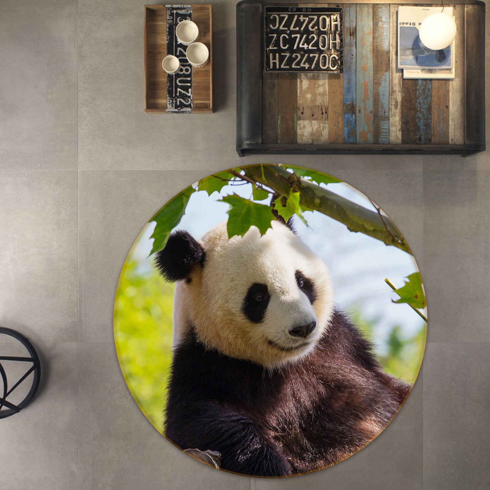 3D Panda 82032 Animal Round Non Slip Rug Mat