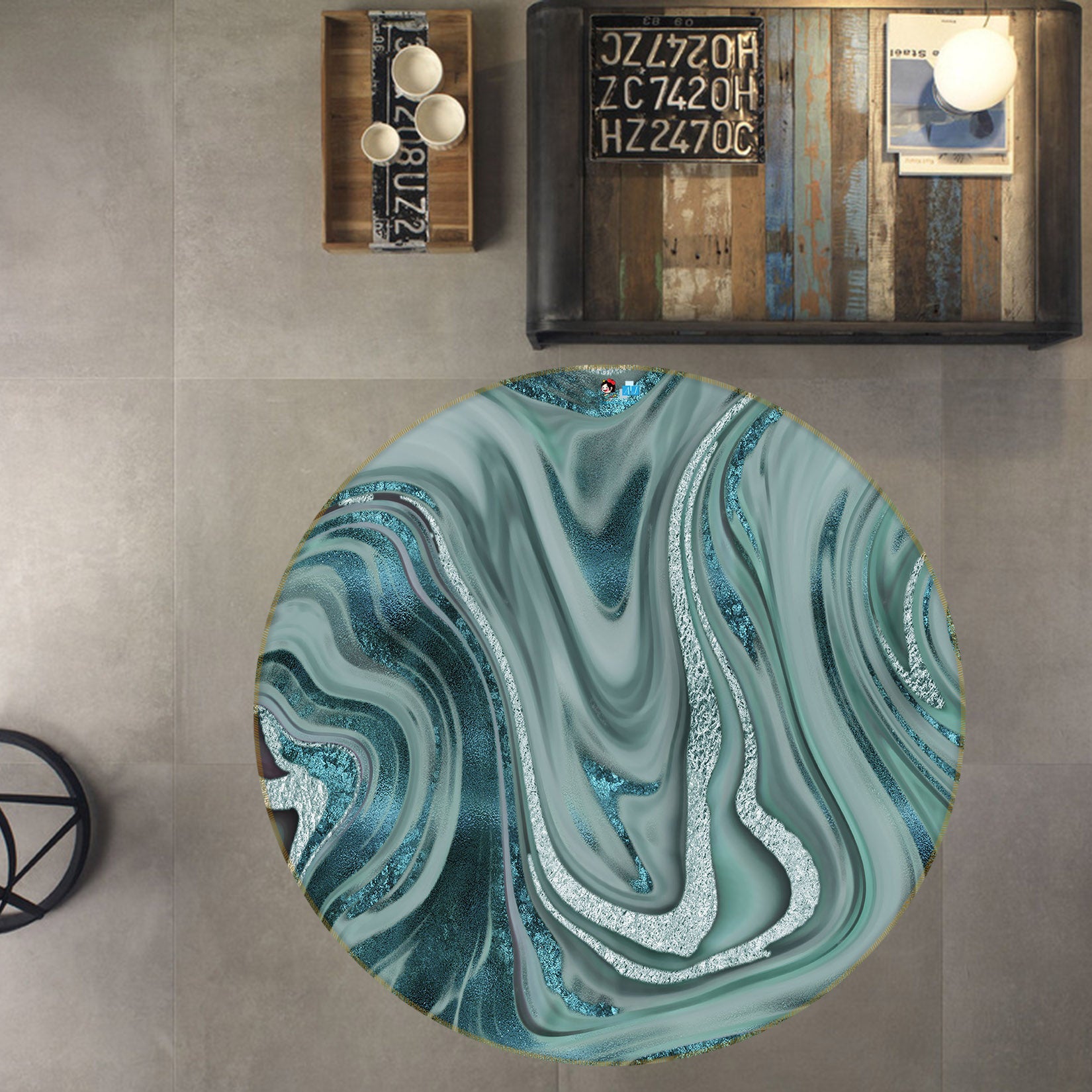 3D Green Texture 83055 Andrea haase Rug Round Non Slip Rug Mat