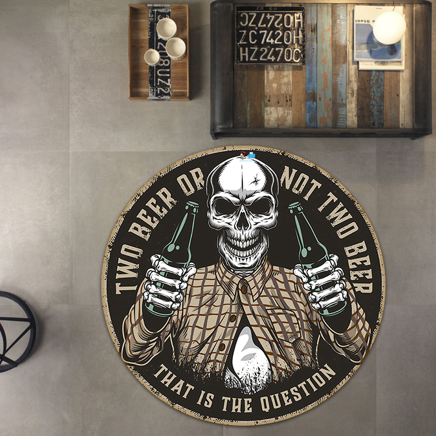 3D Skeleton 74271 Round Non Slip Rug Mat