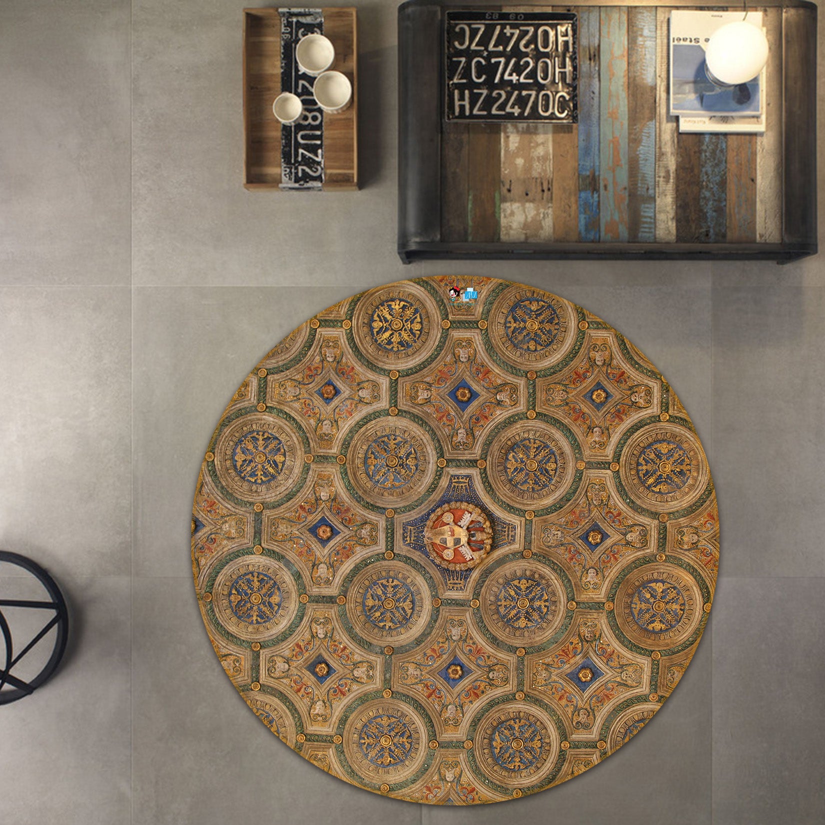 3D Ceiling 72069 Round Non Slip Rug Mat
