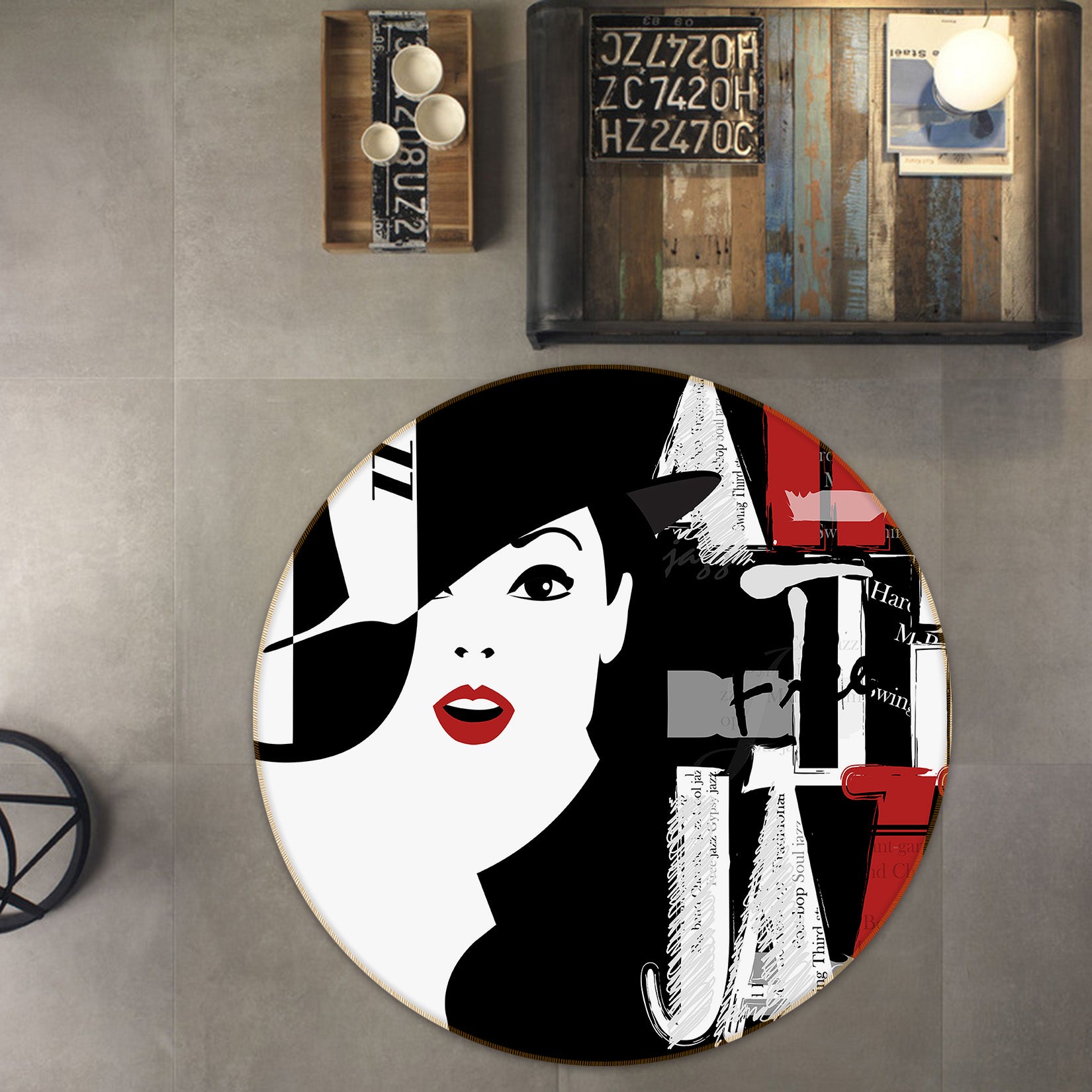 3D Beautiful Girl 37017 Round Non Slip Rug Mat