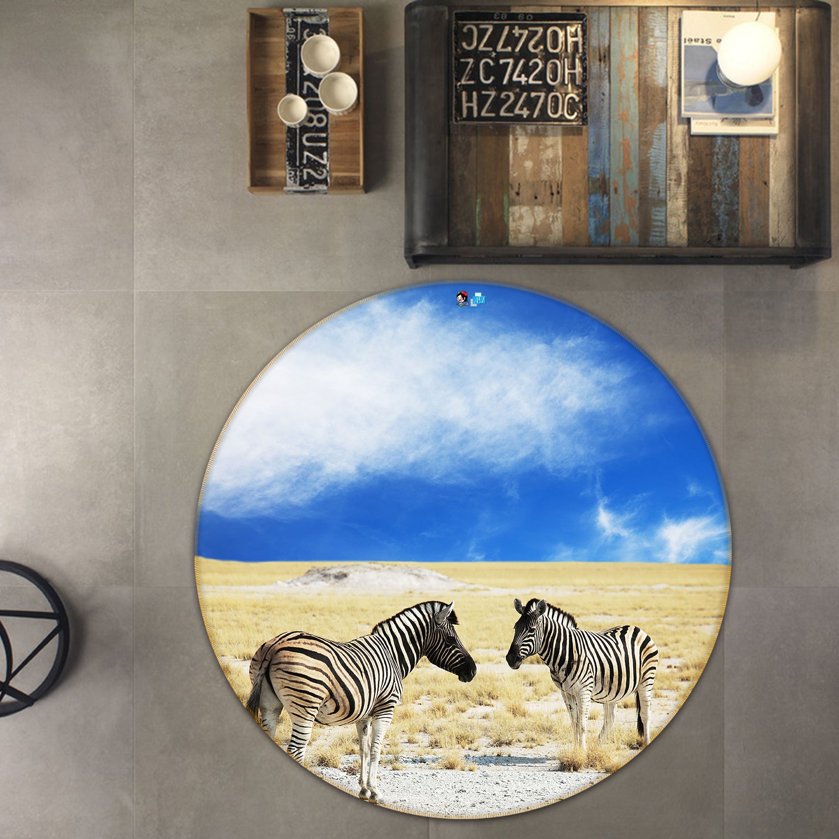 3D Zebra 66206 Round Non Slip Rug Mat