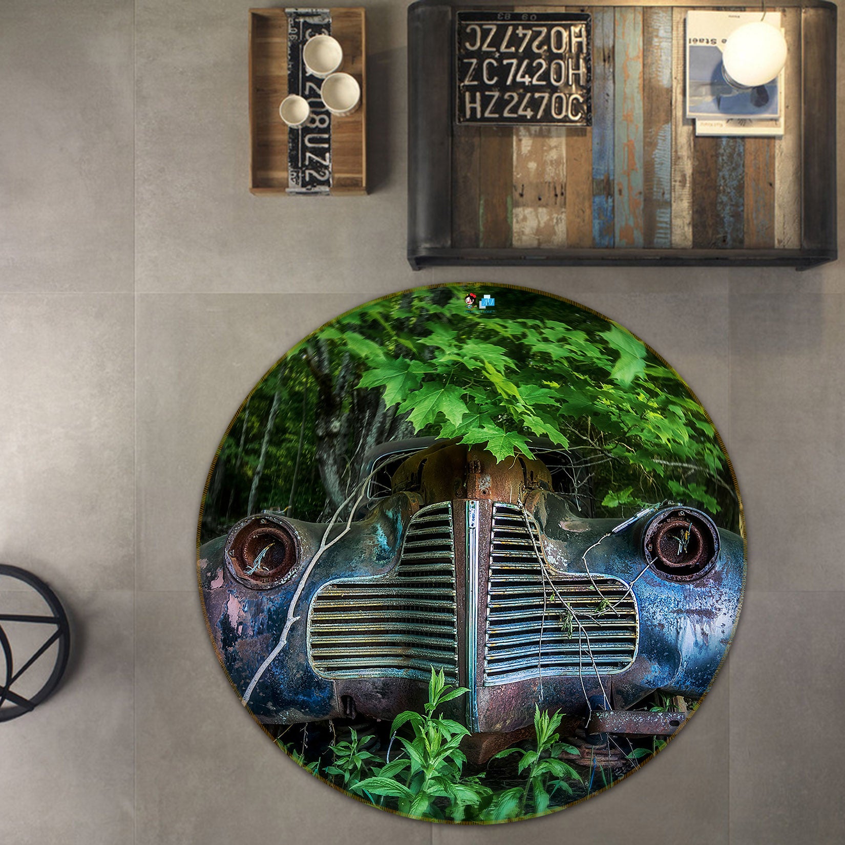 3D Grove Front 85105 Jerry LoFaro Rug Round Non Slip Rug Mat