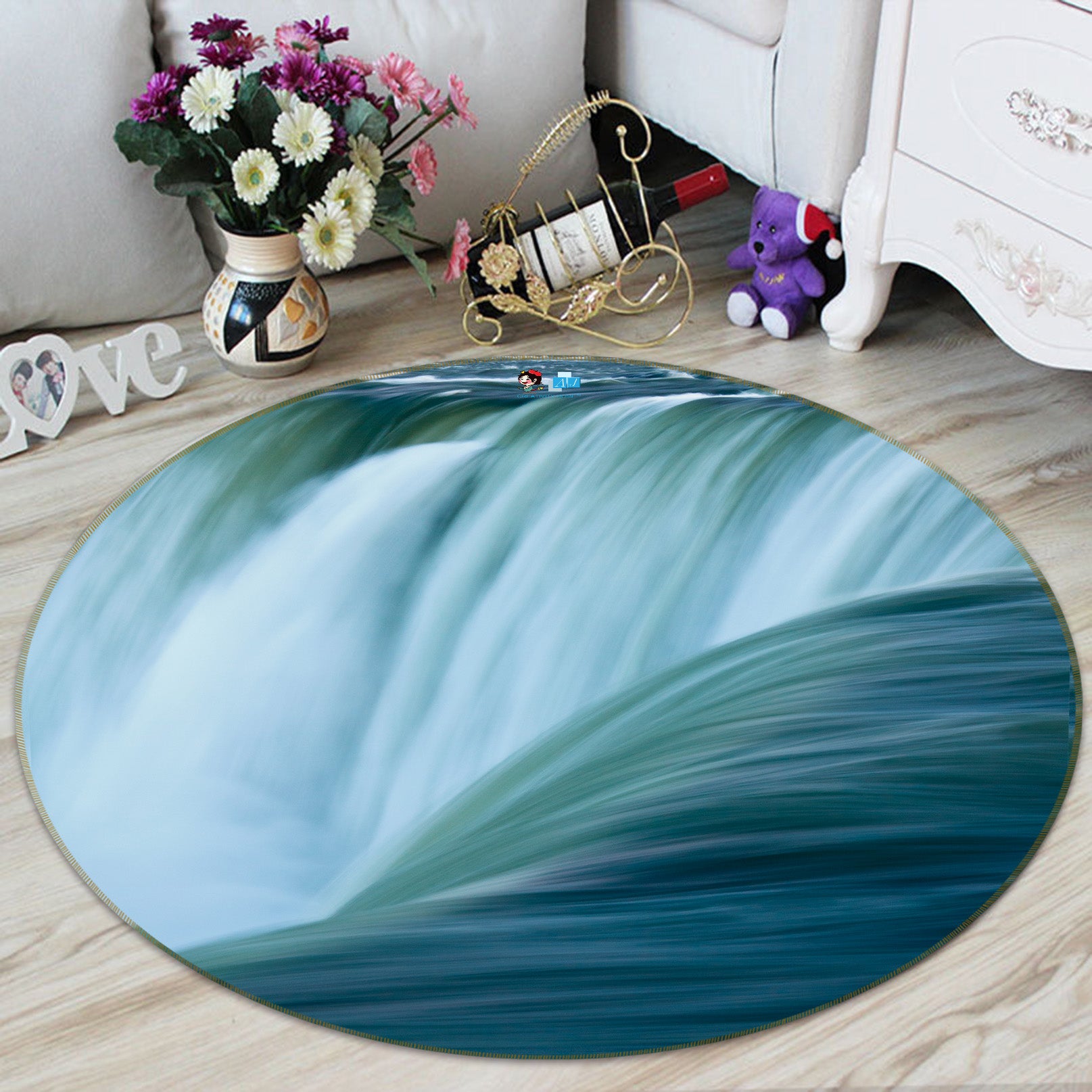 3D Waterfall 69152 Round Non Slip Rug Mat