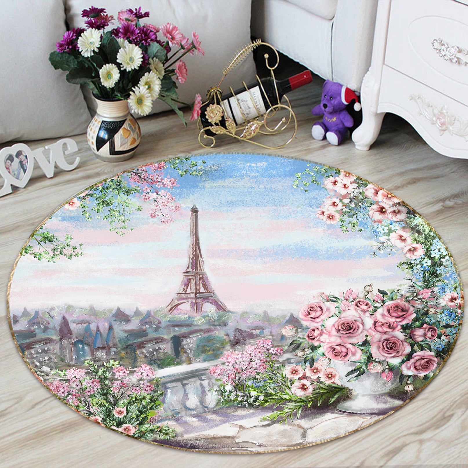 3D Iron Tower Garden 37012 Round Non Slip Rug Mat