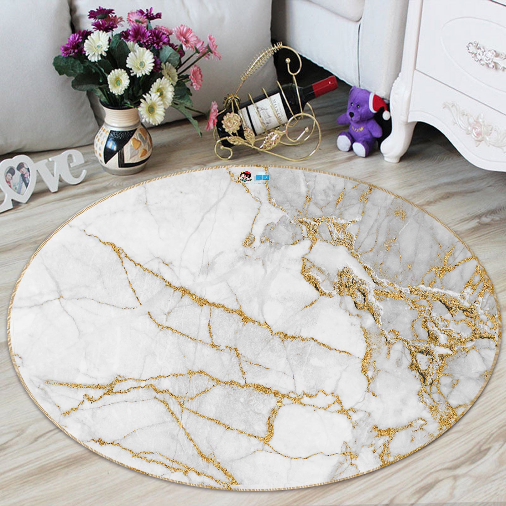3D Marbling 69191 Round Non Slip Rug Mat