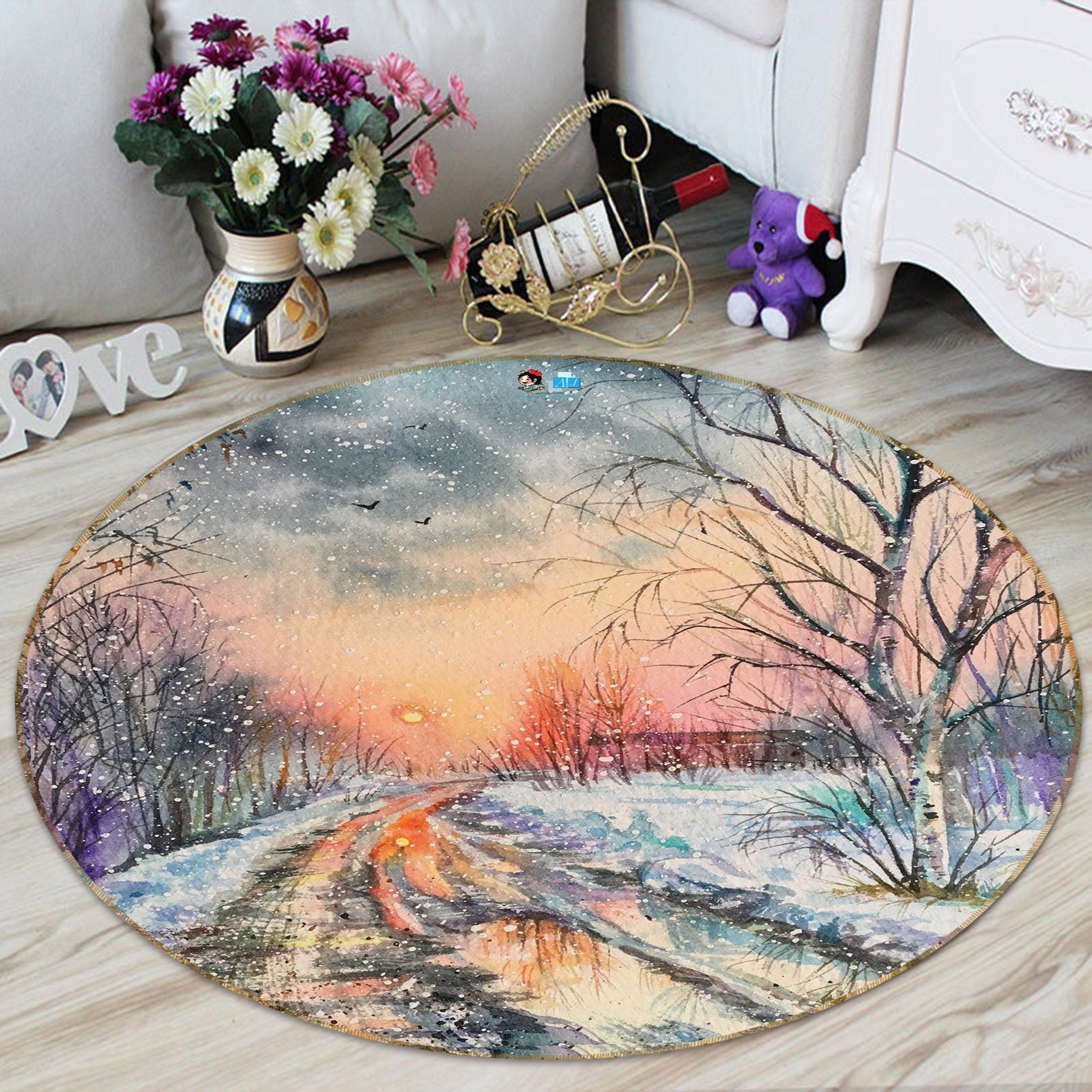 3D Path 71159 Round Non Slip Rug Mat