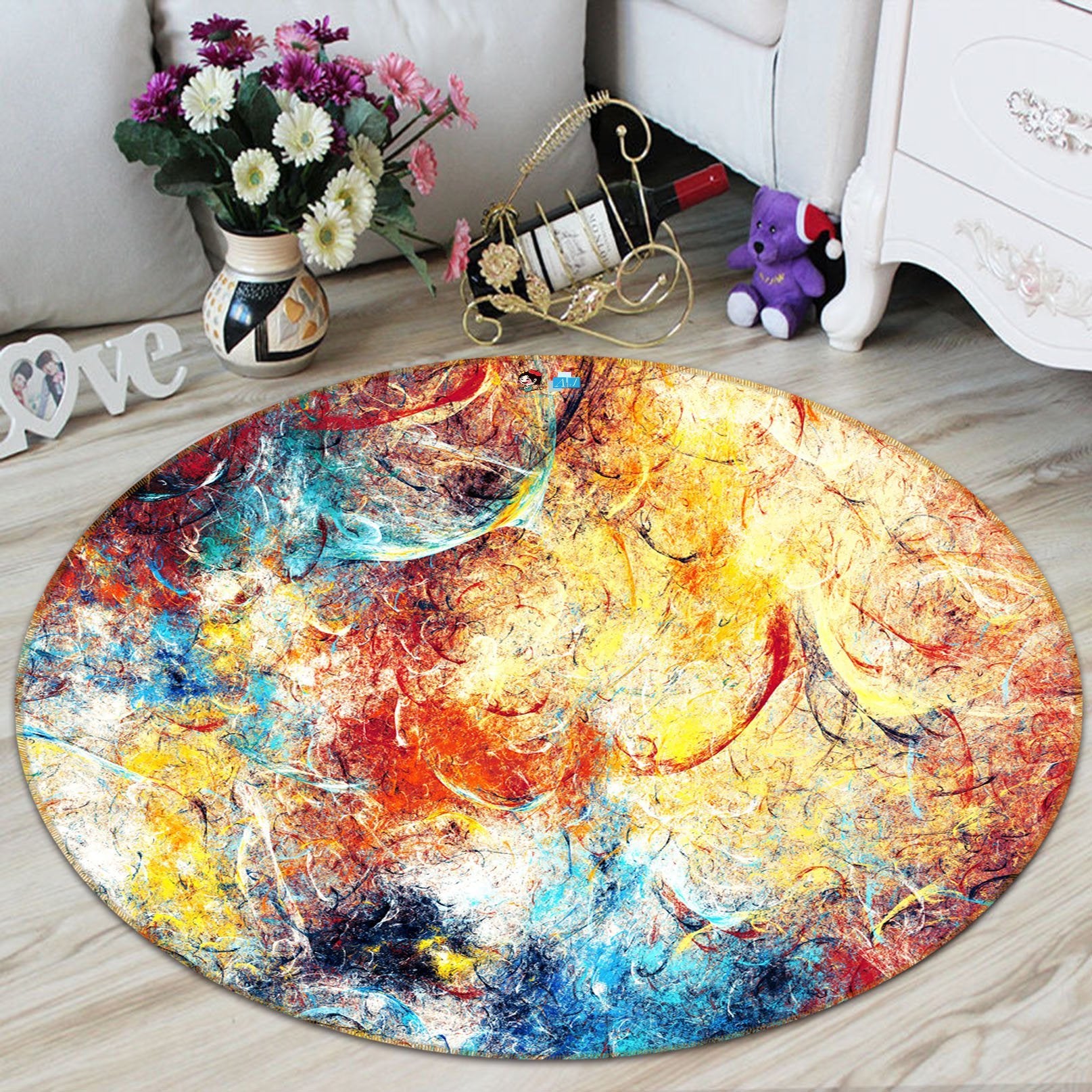 3D Color Graffiti 597 Round Non Slip Rug Mat Mat AJ Creativity Home