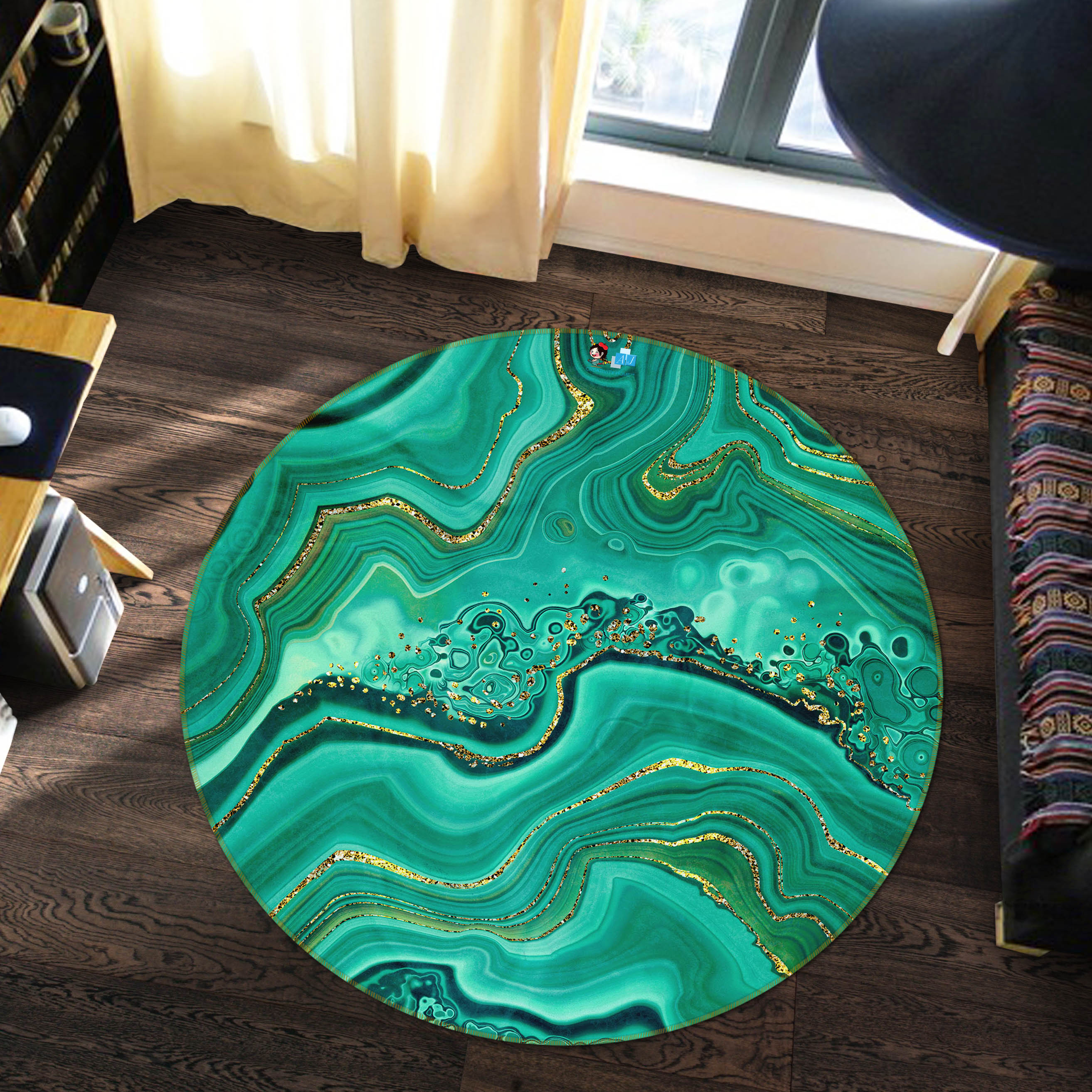 3D Green 71154 Round Non Slip Rug Mat