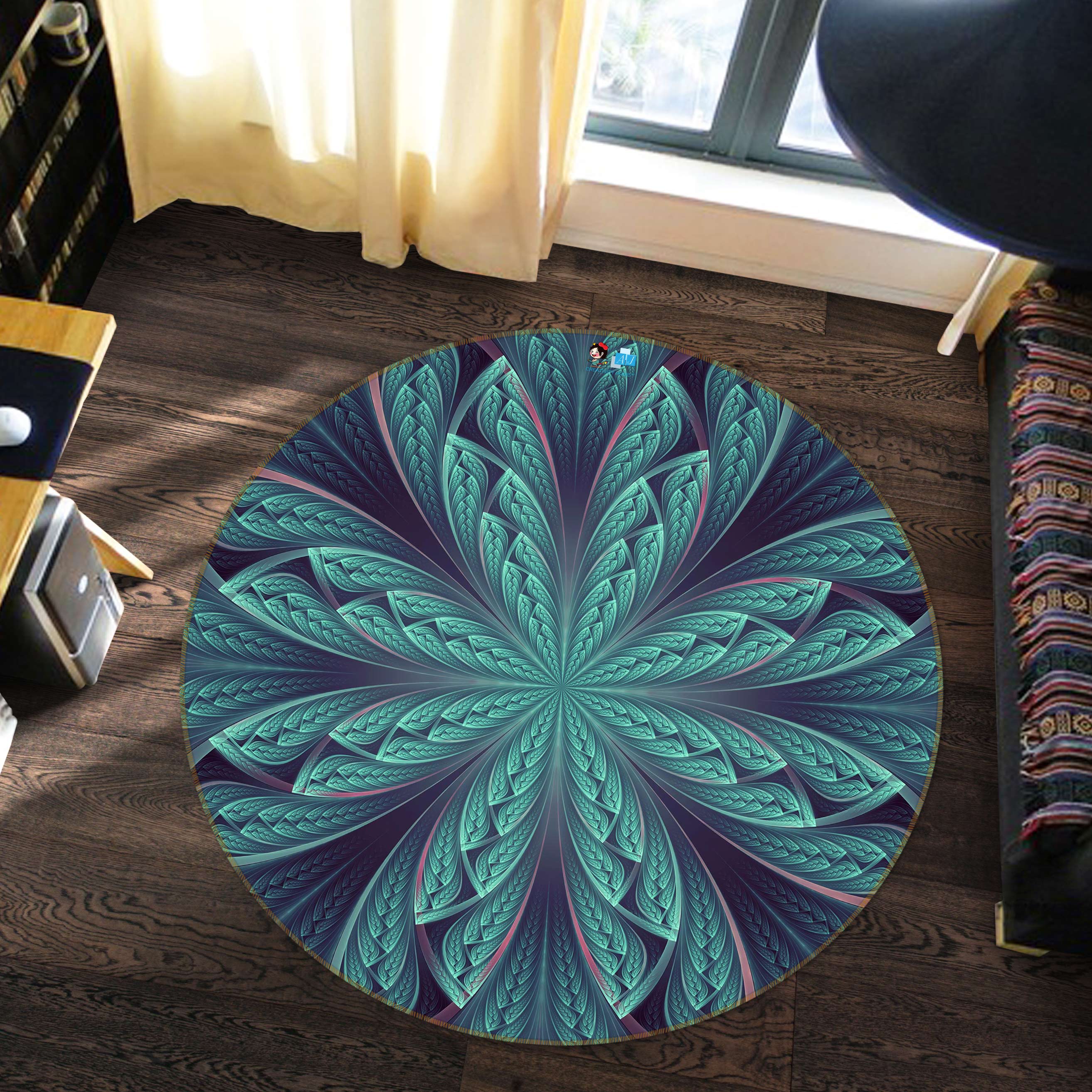 3D Pattern 80222 Round Non Slip Rug Mat