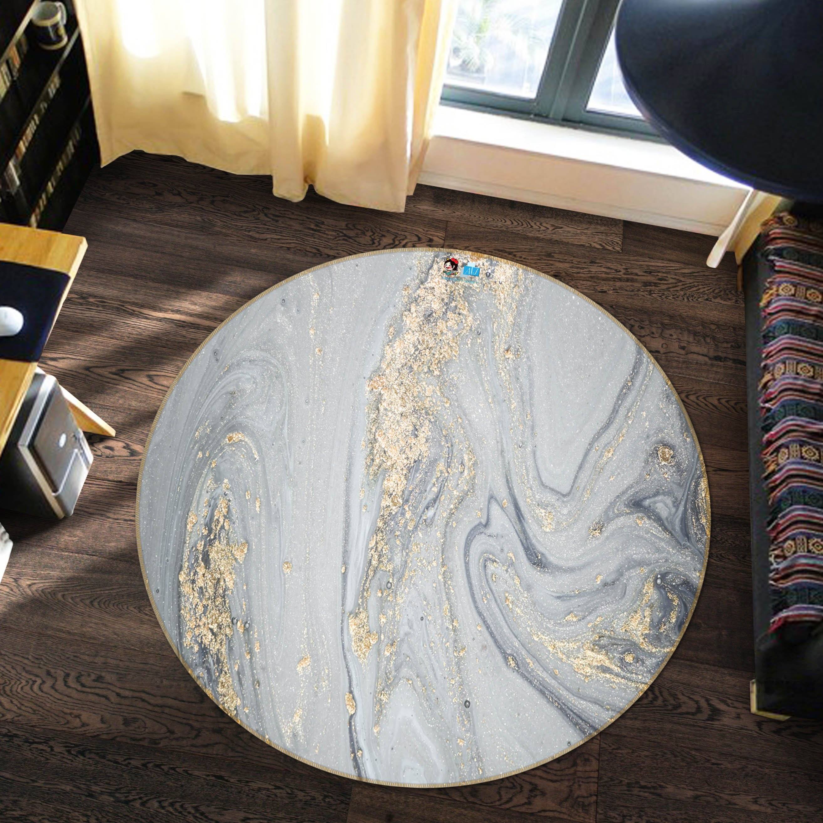 3D Silver Quicksand 145 Round Non Slip Rug Mat Mat AJ Creativity Home