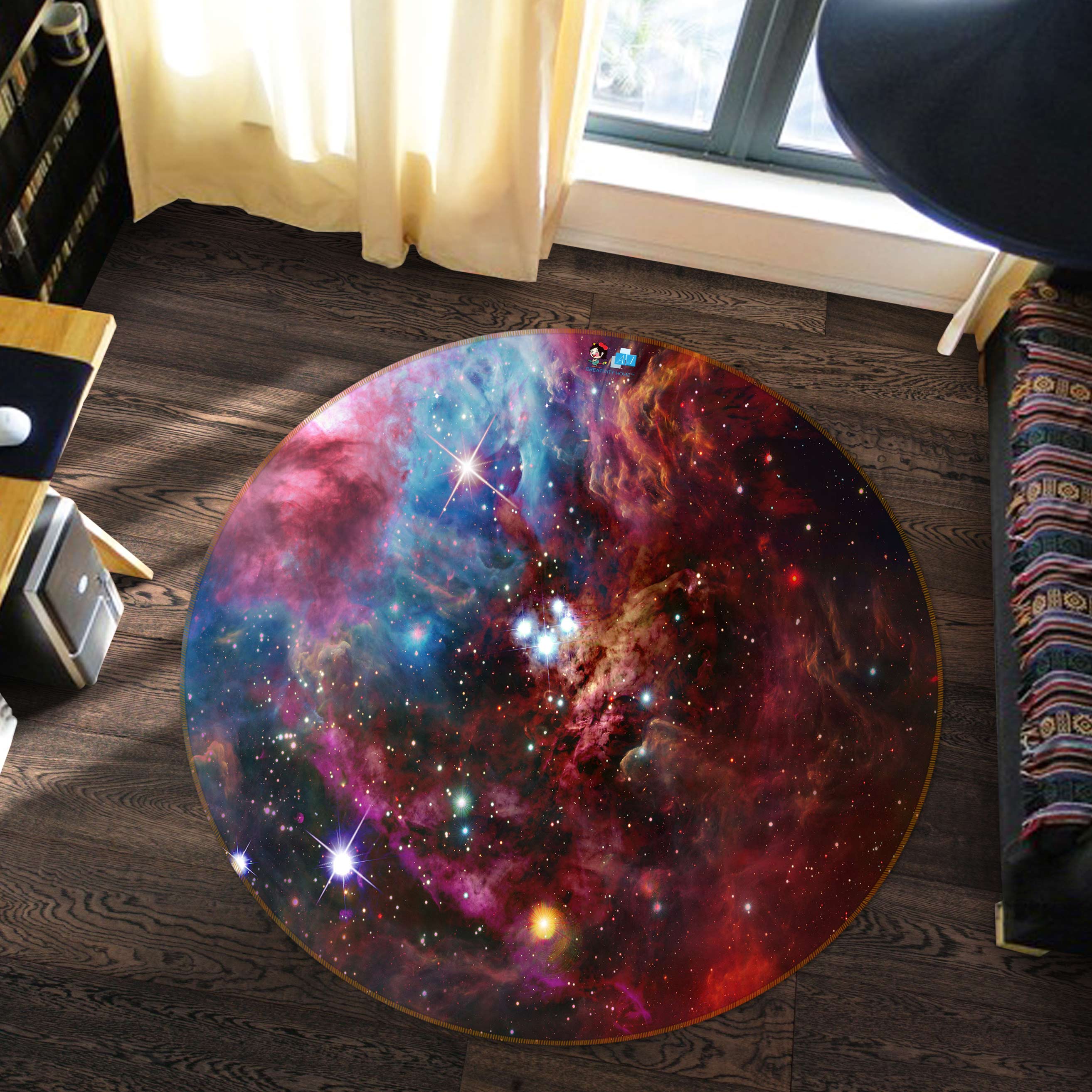 3D Color Starry Sky 72295 Round Non Slip Rug Mat