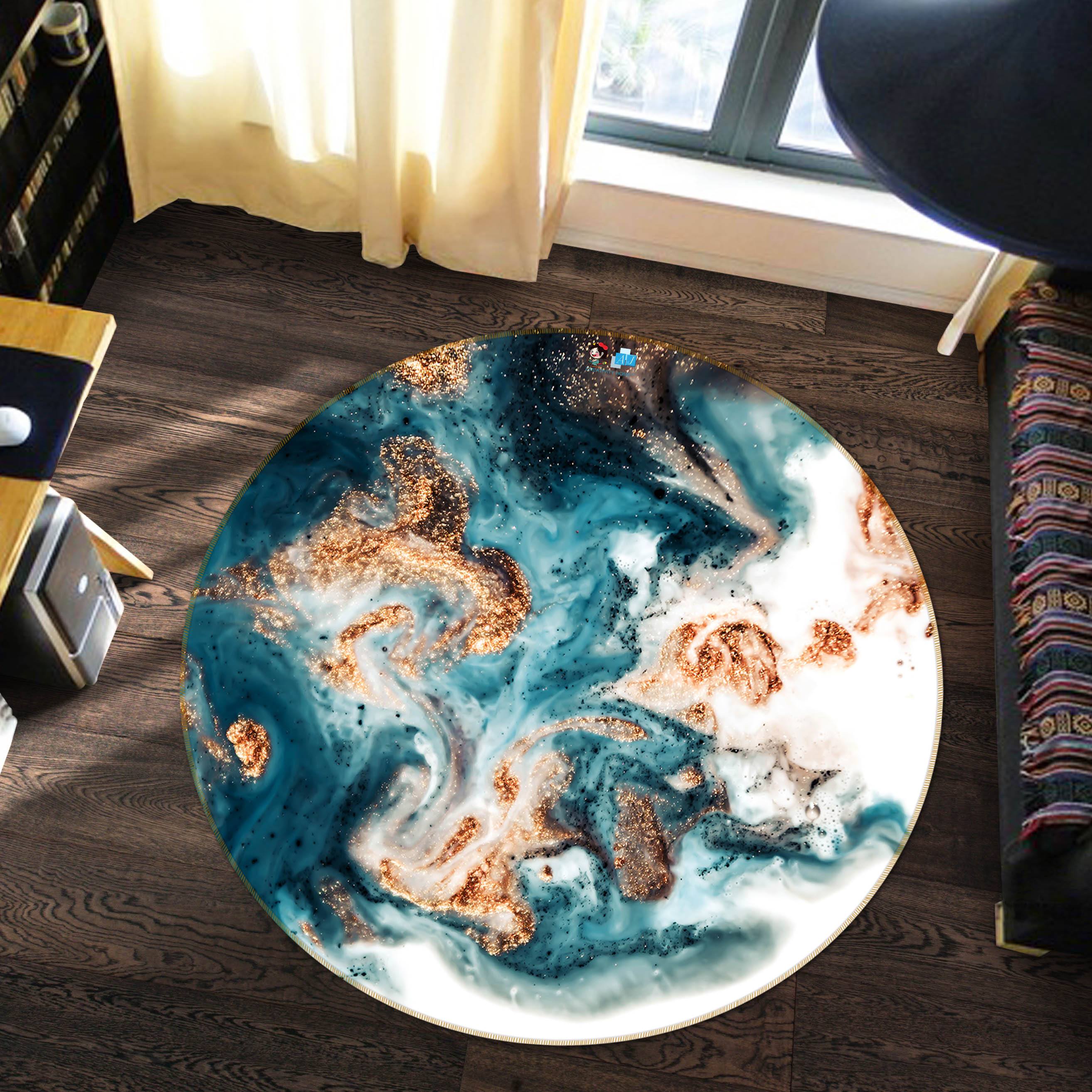 3D Emerald Green Marble Texture 2745 Round Non Slip Rug Mat Mat AJ Creativity Home