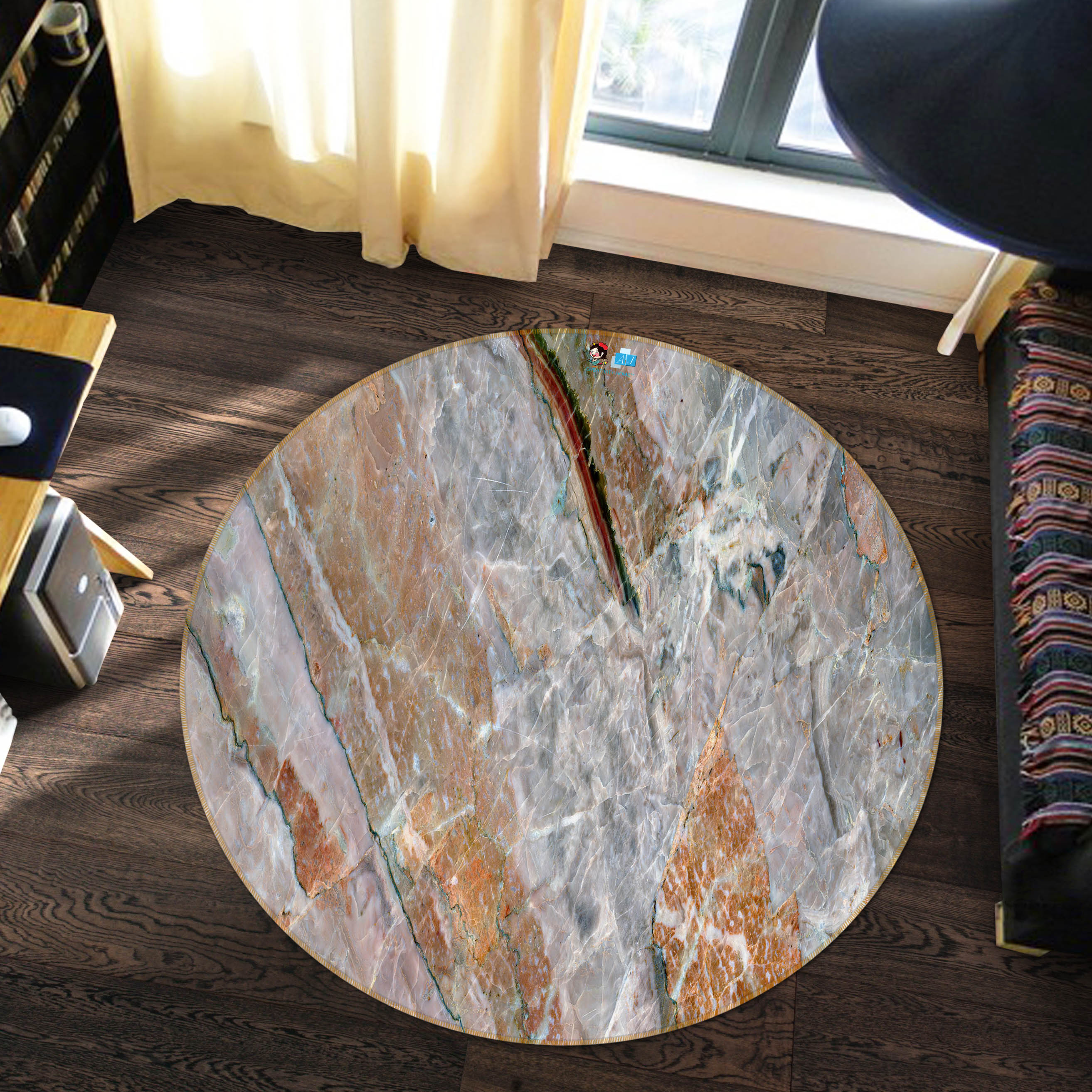 3D Marble 71163 Round Non Slip Rug Mat