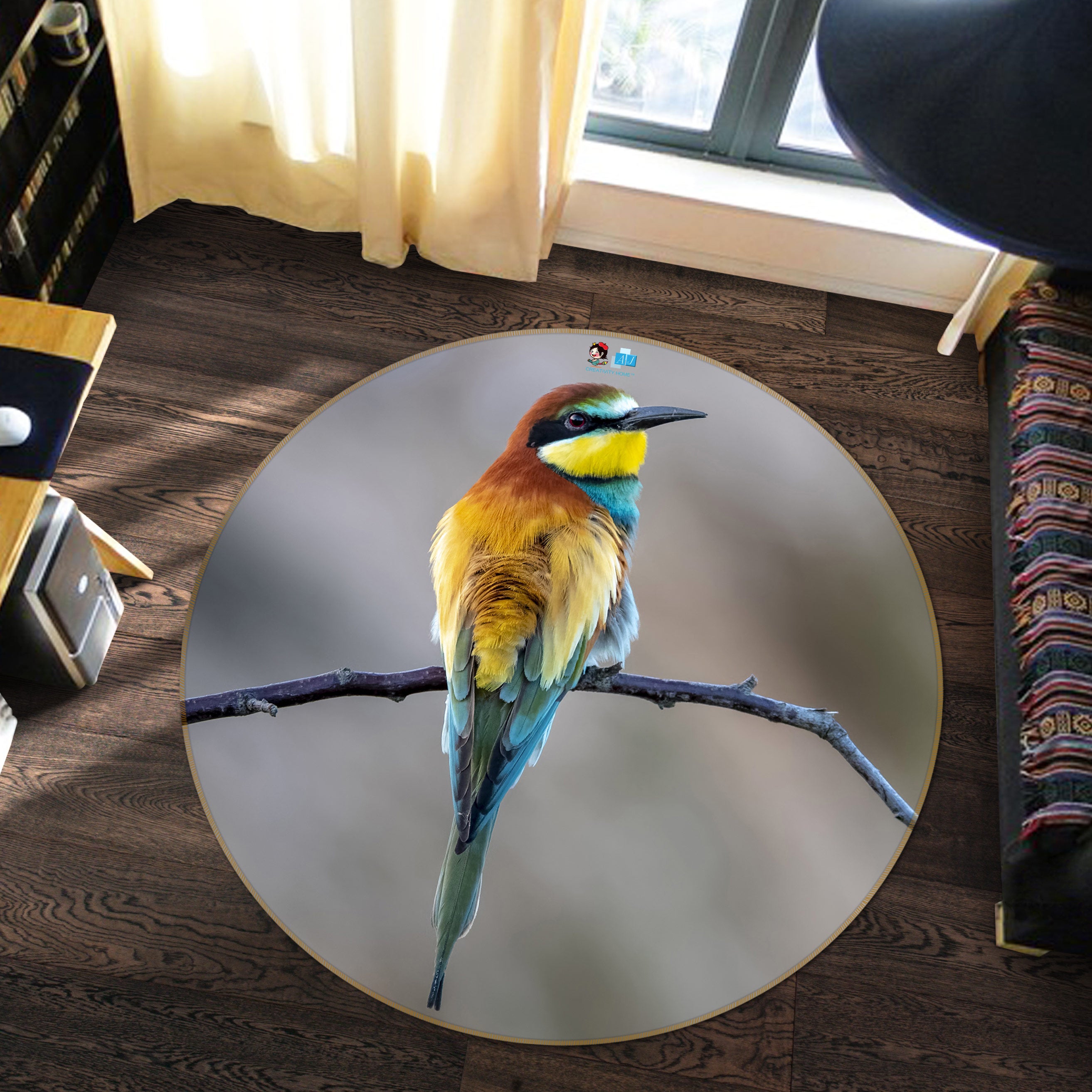 3D Bird 81224 Round Non Slip Rug Mat