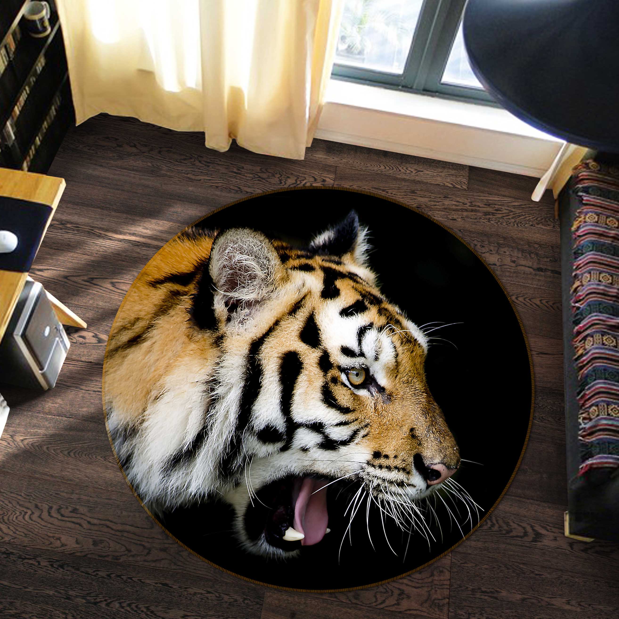3D Tiger 38039 Animal Round Non Slip Rug Mat