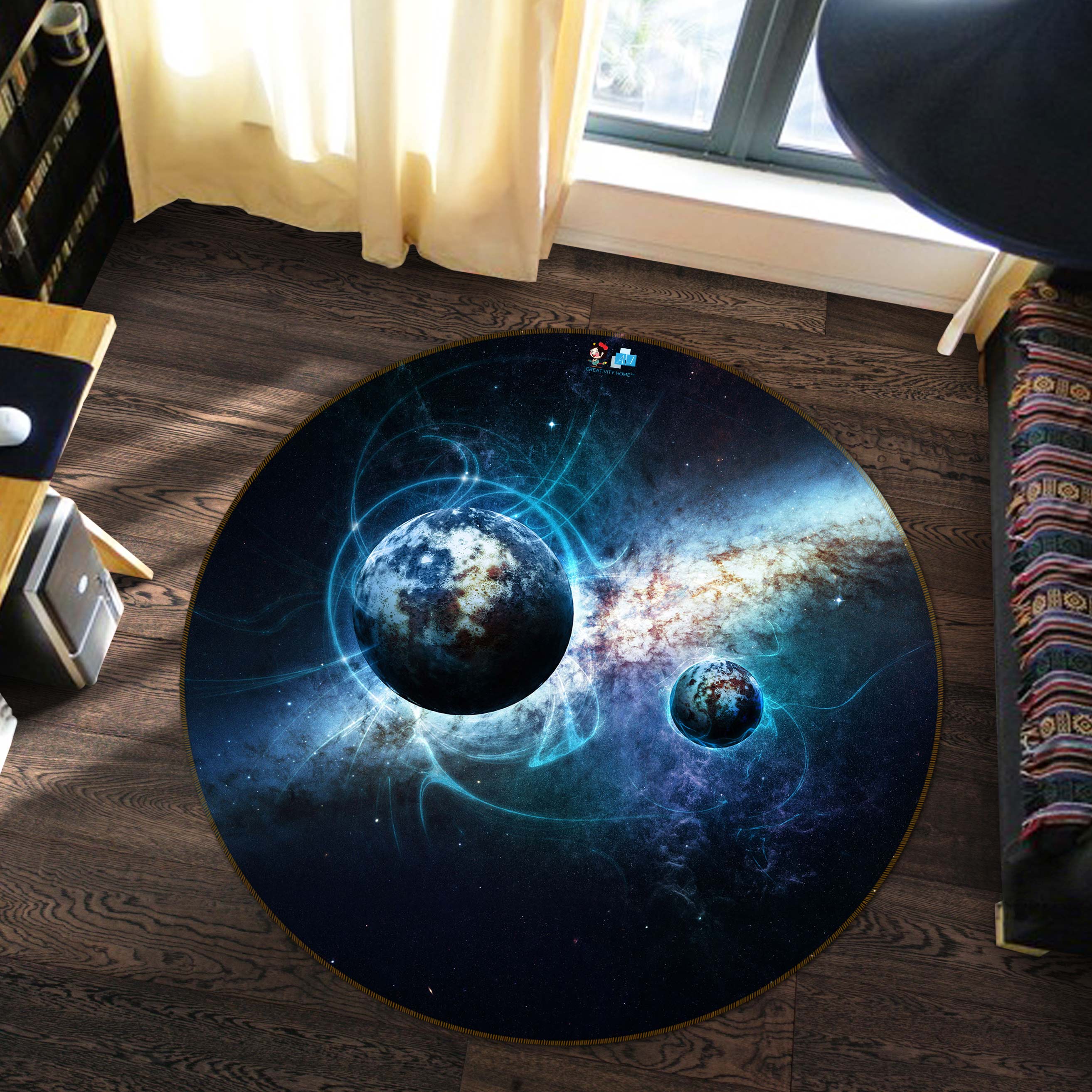 3D Planet 81007 Round Non Slip Rug Mat