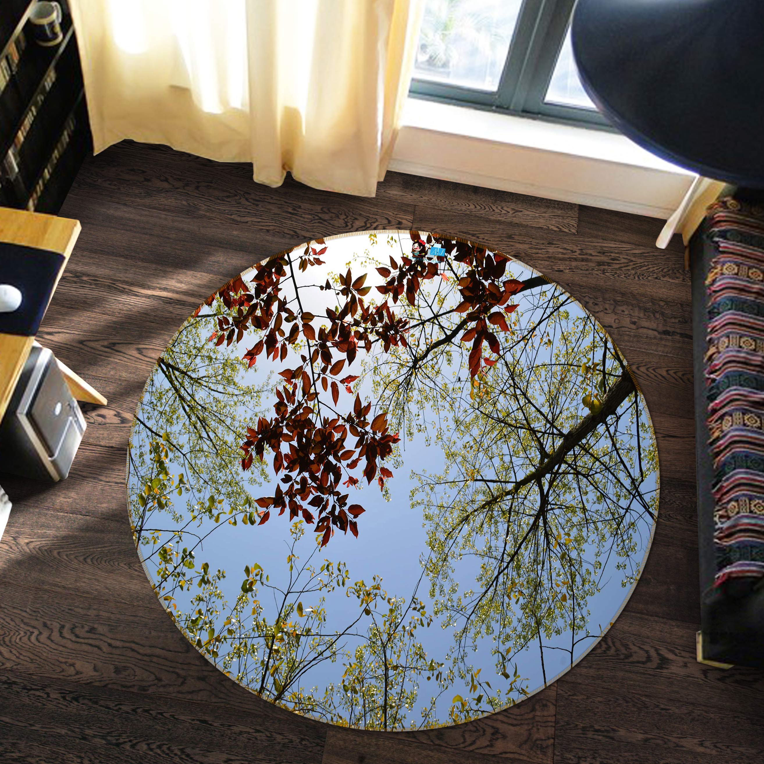3D Branches 72268 Round Non Slip Rug Mat