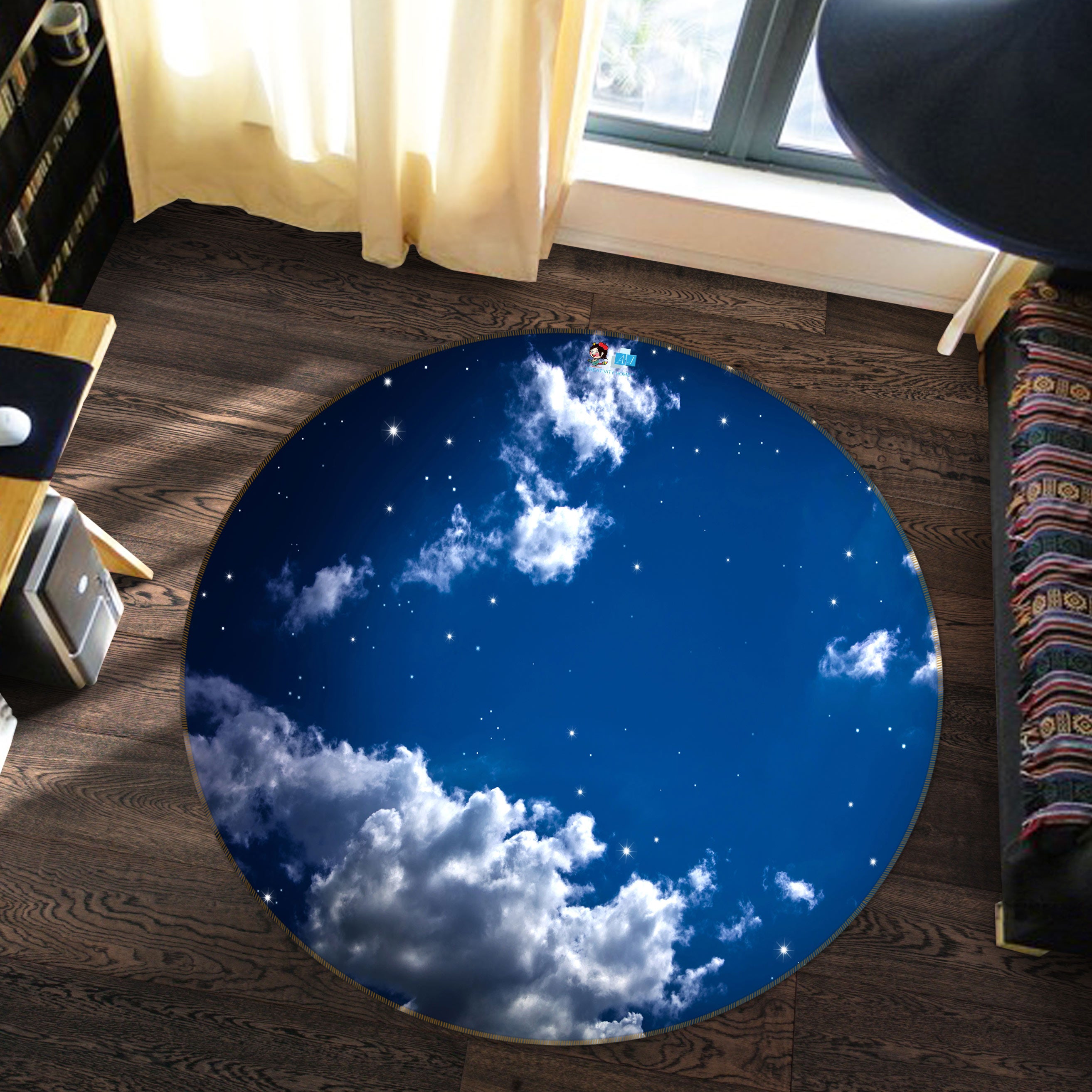 3D Sky 72153 Round Non Slip Rug Mat