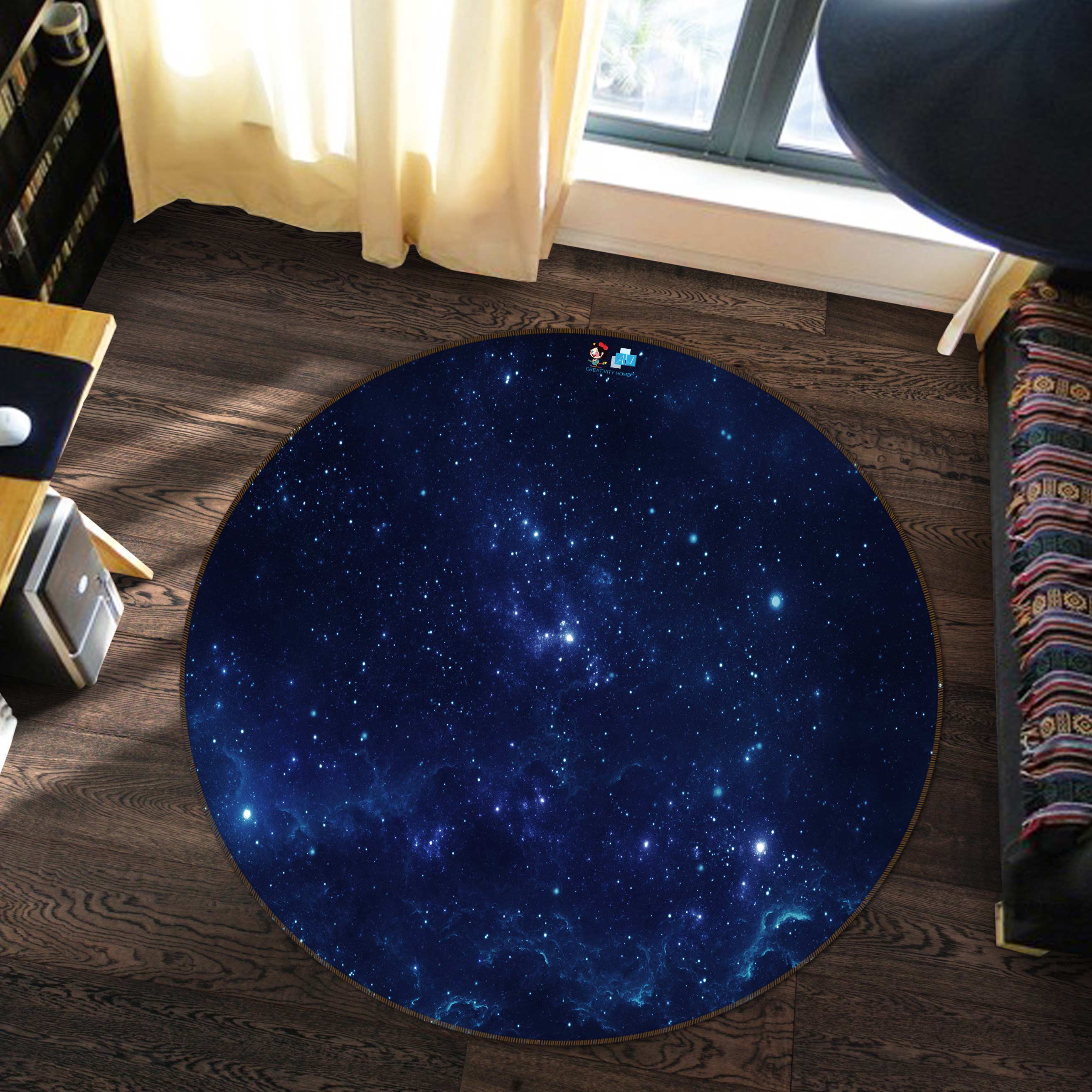 3D Starry Sky 72292 Round Non Slip Rug Mat