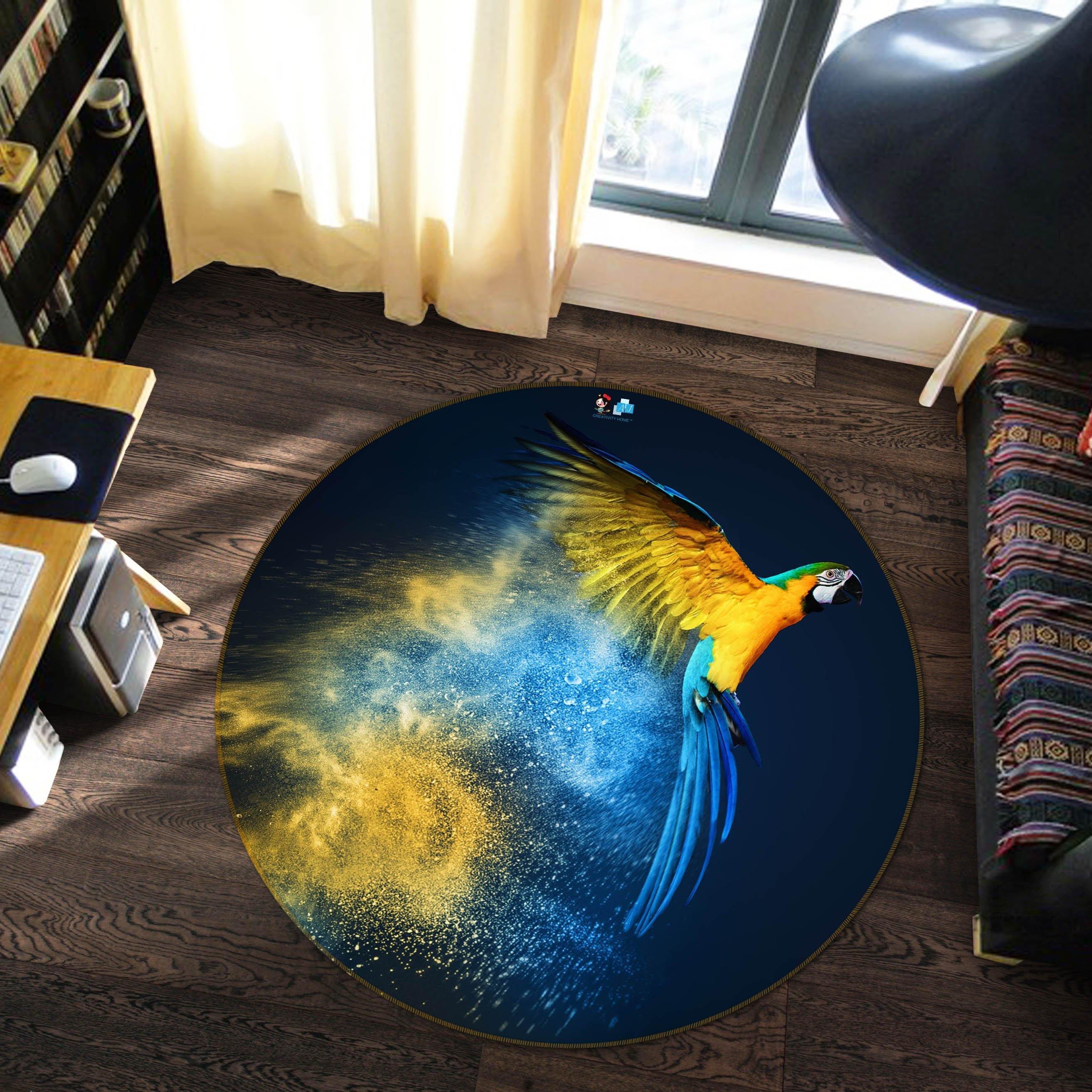 3D Flying Parrot 90 Round Non Slip Rug Mat Mat AJ Creativity Home