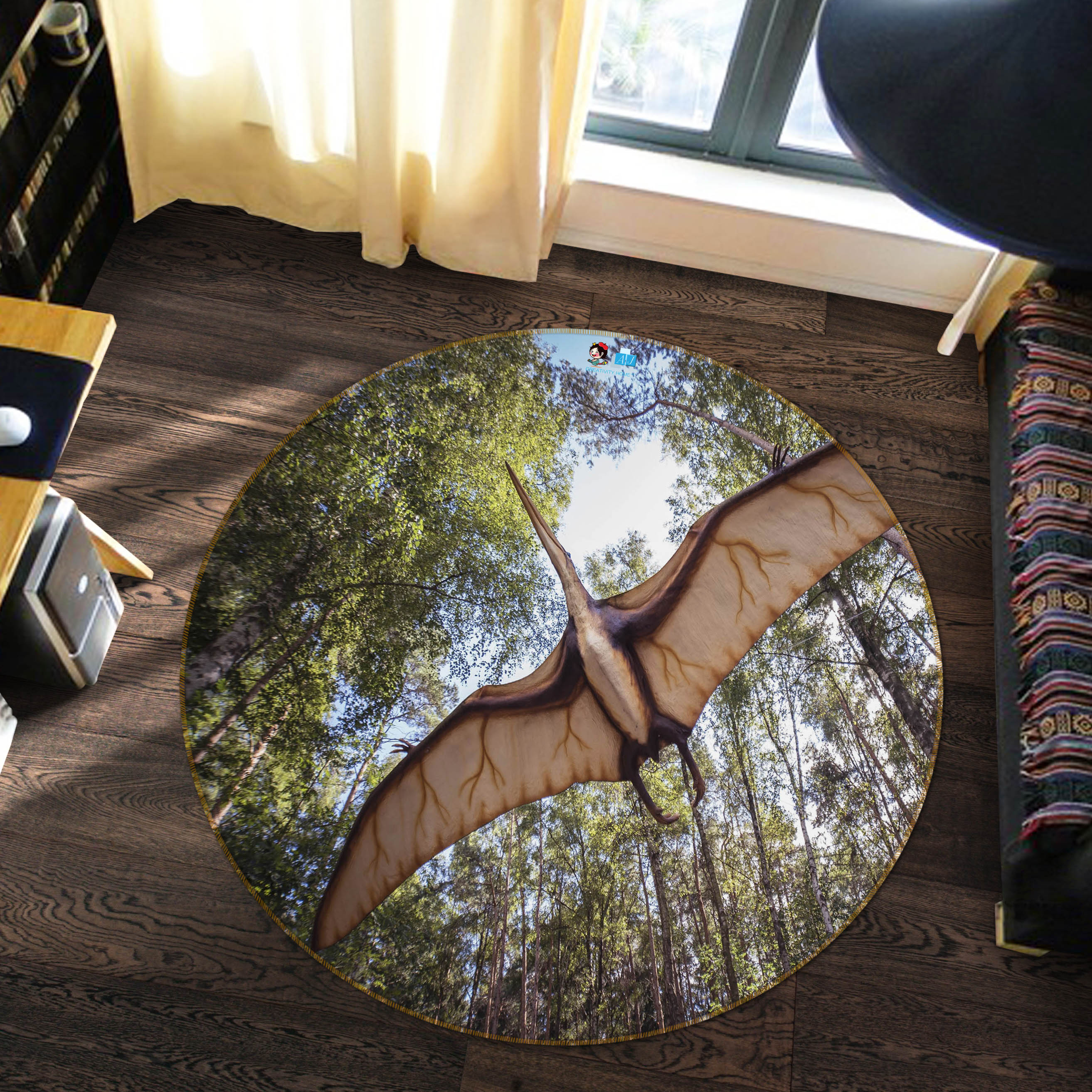 3D Fly Dinosaur 82021 Animal Round Non Slip Rug Mat